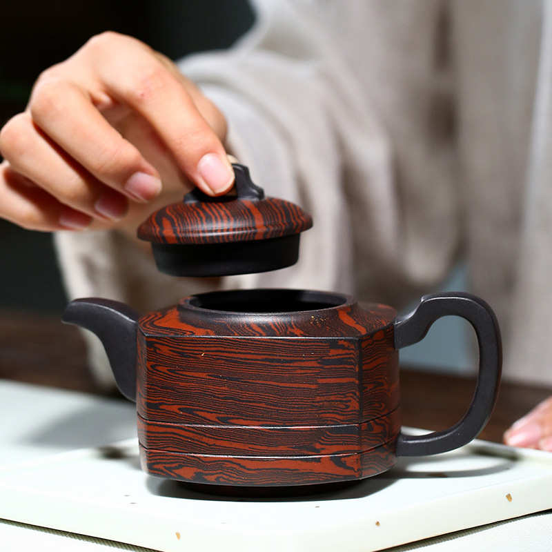 紫砂壶厂家供应 宜兴名家绞泥桥形四方茶壶家用茶具礼品批发代销