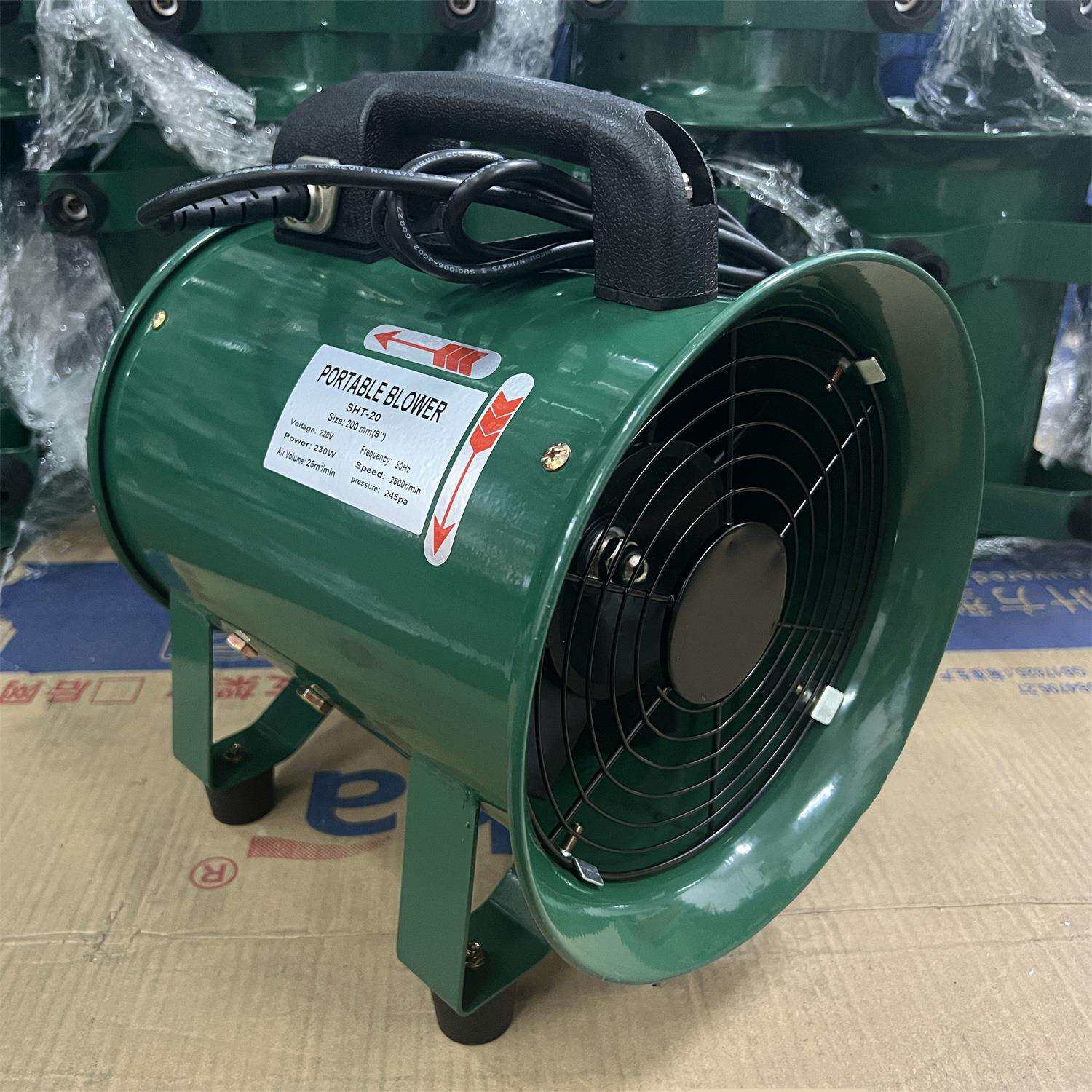 JK出口巴西14寸220V手提轴流风机220V管道工业手提换气绿色抽风机