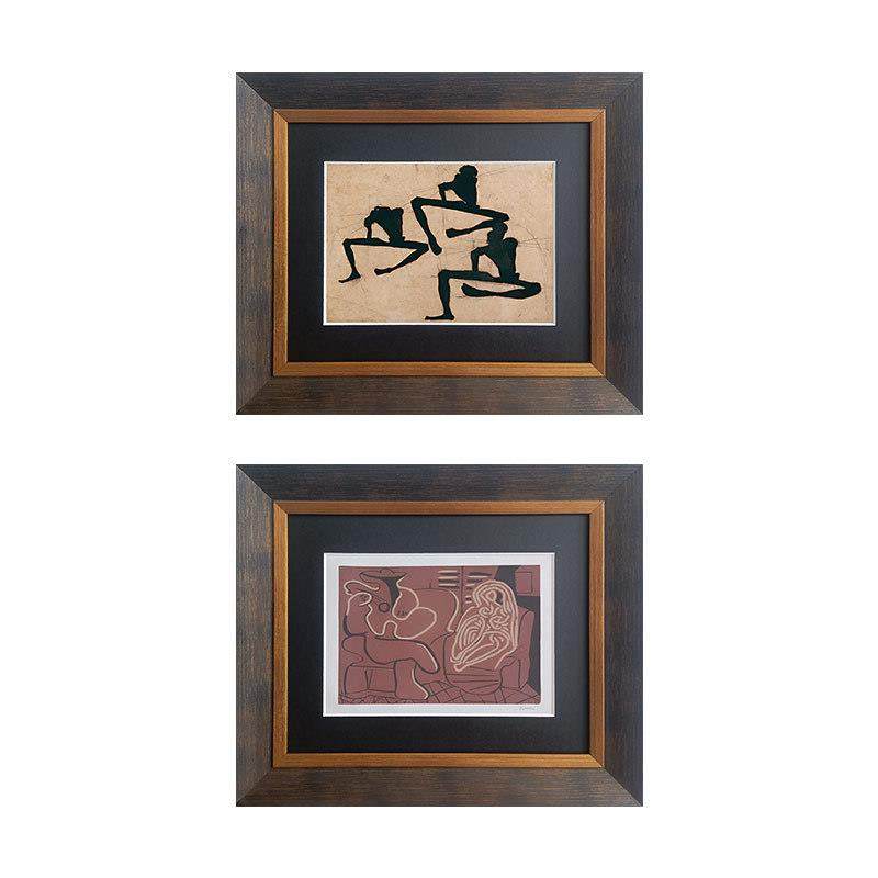 《吉他手》毕加索装饰画抽象南洋中古风法式复古悬浮装裱实木挂画