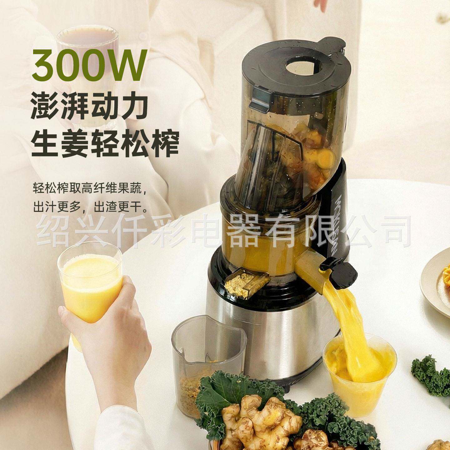 冷压榨汁机银色-配备300W电机的免提电动咀嚼榨汁机静音