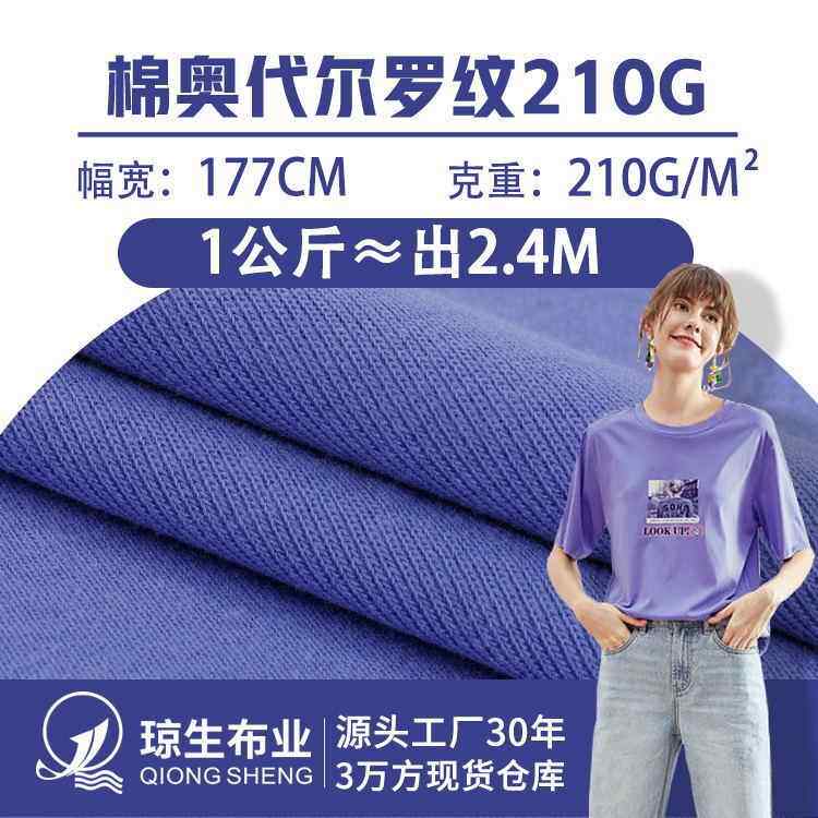 210g棉奥代尔1*1罗纹纯棉布料弹力棉氨坑条T恤袖口打底衫针织面料