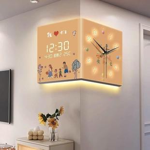 家人挂客厅2025新款 转角时XC506钟免挂墙打孔高档万钟年一历数显