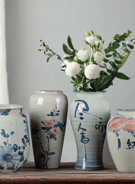 手绘青花瓷景德镇花瓶花器花盆花插中式水培插花摆件复古怀旧昌震