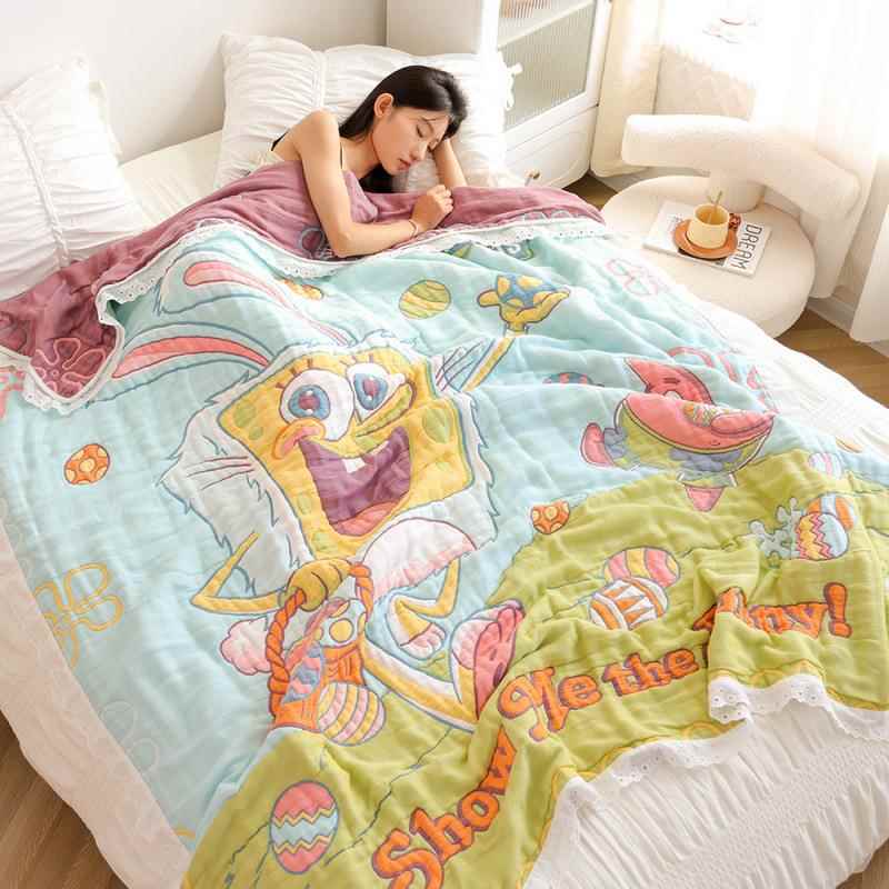层a泡类云朵芙被十双QEY面四季柔软卡通巾可爱盖毯机洗加厚全棉毛