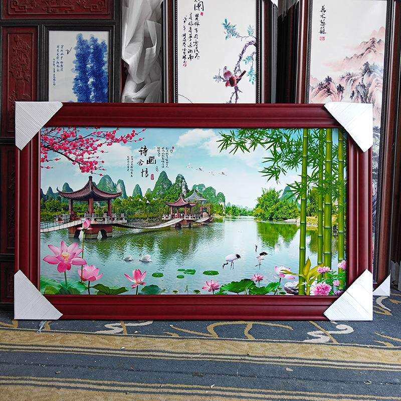 陶瓷装饰墙壁画 精选家居装饰陶瓷瓷板画 实木框中堂走趟壁画