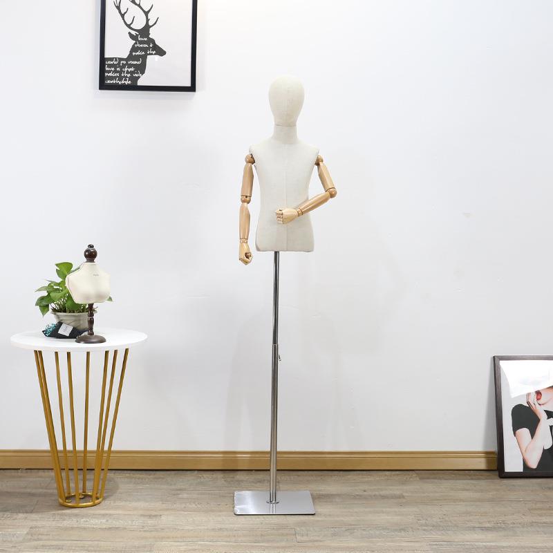 男童女儿模橱窗展示特道具半身全包布带KHC头部身童装店小孩衣架