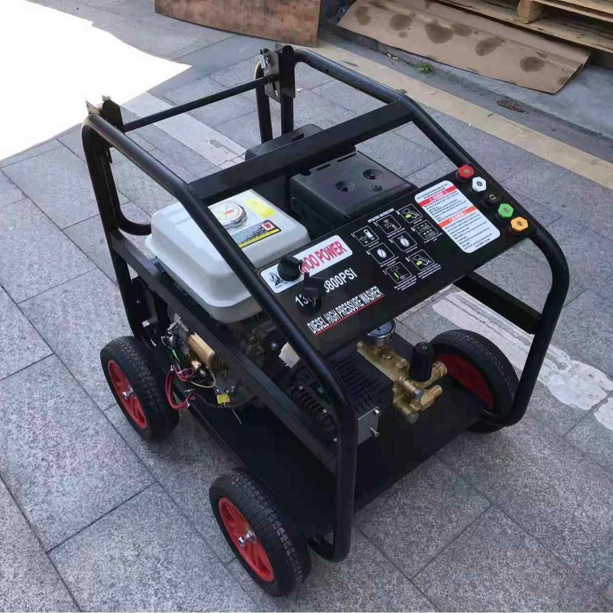 15HP汽油高压清洗机280bar工业用工程用商用洗车洗地轮式便