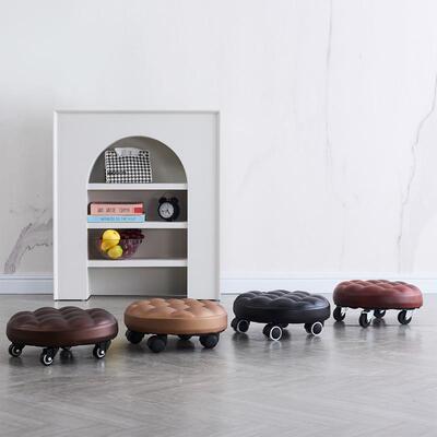 转椅带轮擦家脚地小椅子滑用轮cSn1rZYX美缝凳旋转美甲修圆凳带娃