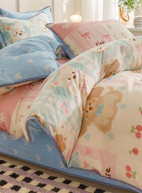 高档A纯棉B牛奶绒四床上件套季全棉绒冬珊瑚绒法兰绒被套床单加三