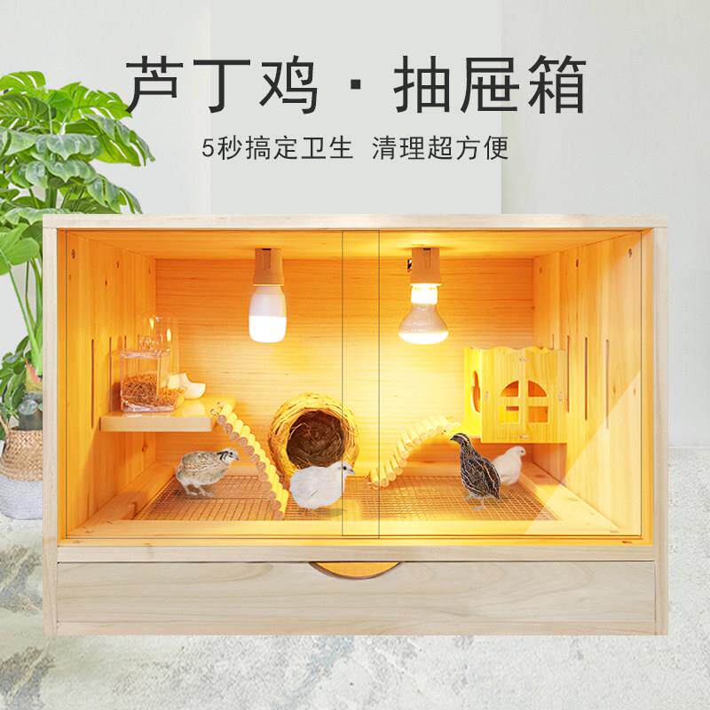 芦丁鸡饲养箱小鸡造景专用笼子鸡窝卢丁鸡恒温箱育实木幼鸡保温箱