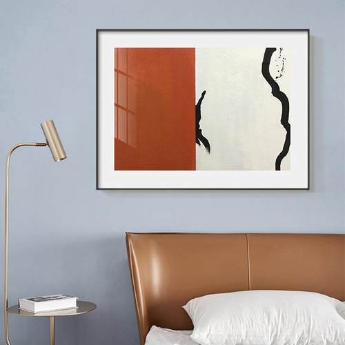 现代轻奢中式抽象横幅客厅装饰画餐厅玄关艺术色彩墙壁画书房挂画