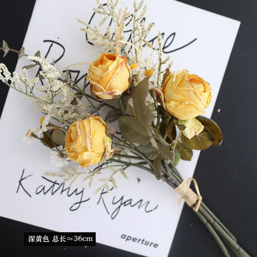 玫瑰小雏菊仿真花束假花干花摆设客厅餐桌上放的茶几花艺摆件装饰
