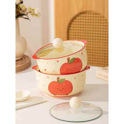 陶瓷泡面碗带盖餐具学生宿舍大容量双耳螺蛳粉碗可爱面碗个人专用