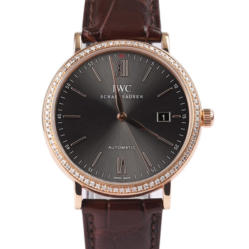 [9.8新]万国柏涛菲诺18K金红60原镶钻自动机械男表IW356516