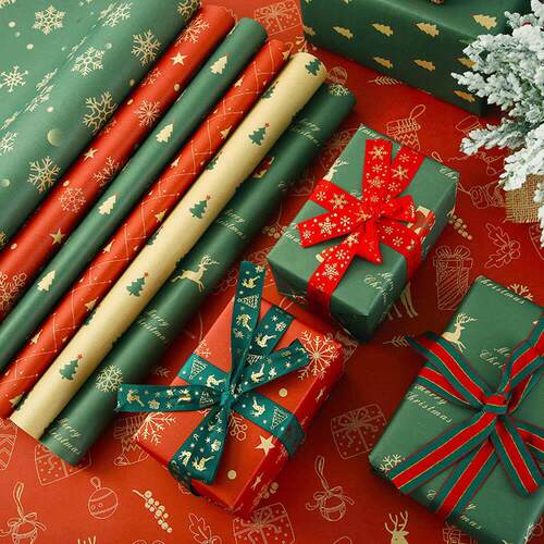 10pc Christmas Gift Wrapping Paper Xmas Tree Snowflake Print