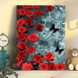 数字油画diy手工填色填充油彩画国潮新中式福禄满年福摆台装饰画