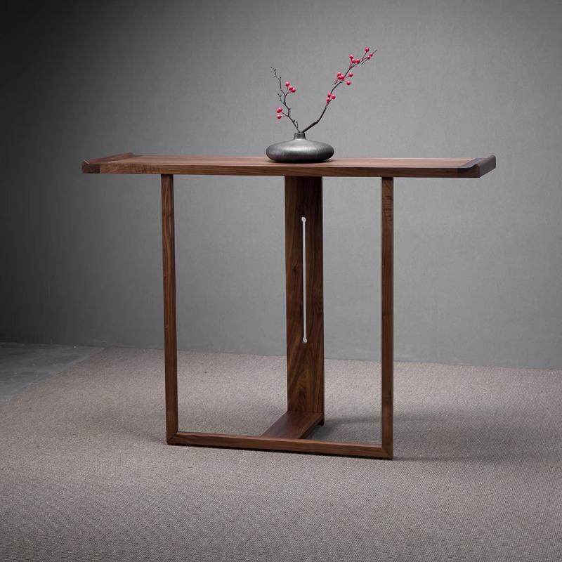 新中式玄关桌黑胡桃实木现代简约客厅进门收纳台家用条案靠墙玄关