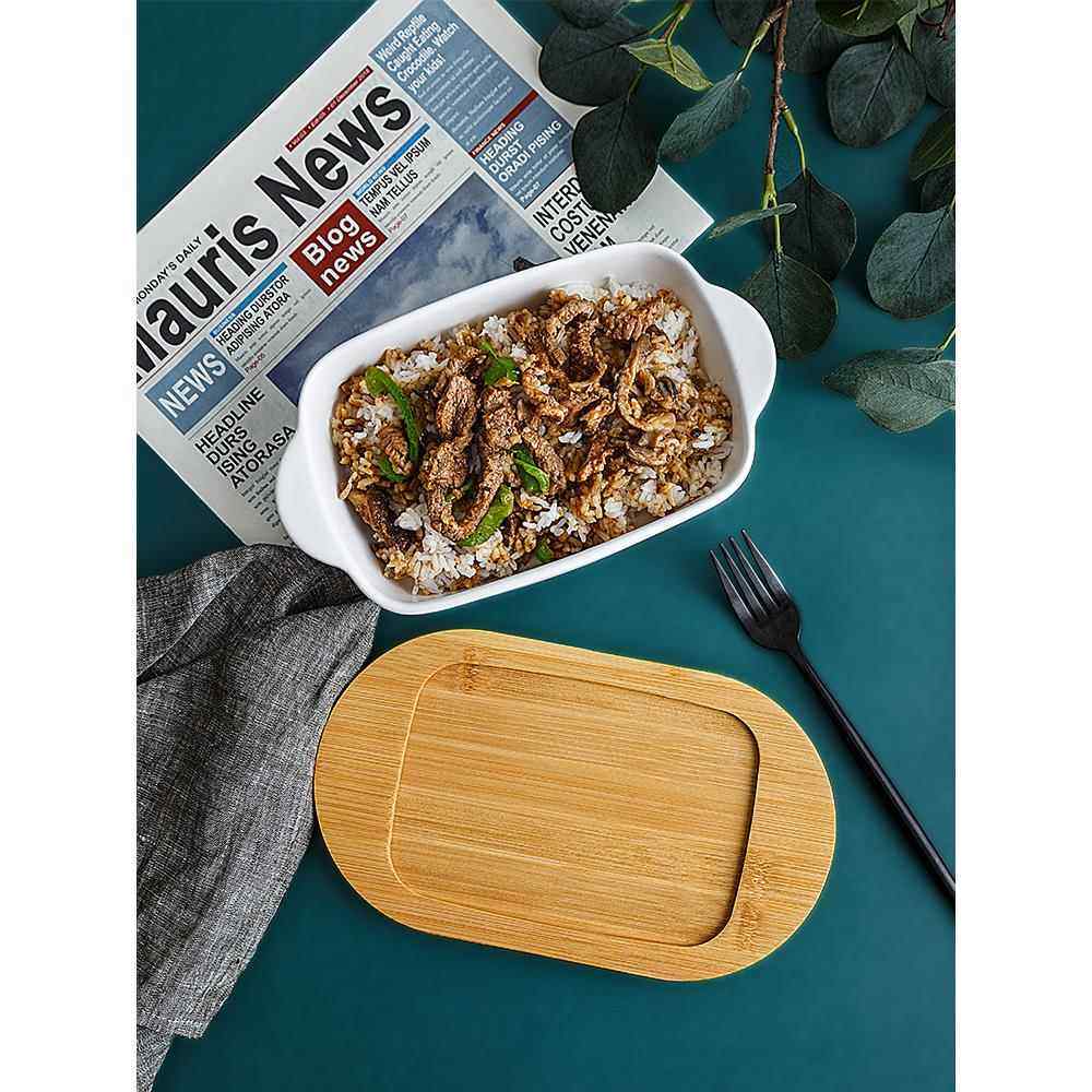 芝士焗饭烤盘防烫烤碗长方双耳焗饭碗家用烤箱微波炉烤盘餐具菜盘