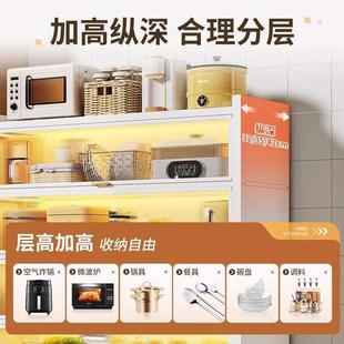 厨房置物架落地多层收纳柜子微波炉带门多功能橱柜家用防尘储物柜