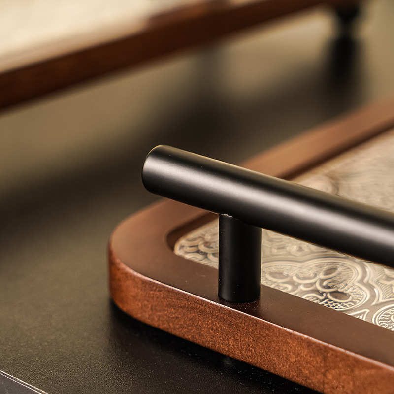 复古海棠花玻璃托盘家用长方形实木小茶盘咖啡杯子点心盘餐具托盘
