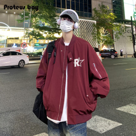 proteusboy棒球服男款春秋，冬季美式潮牌字母，男士宽松休闲夹克外套