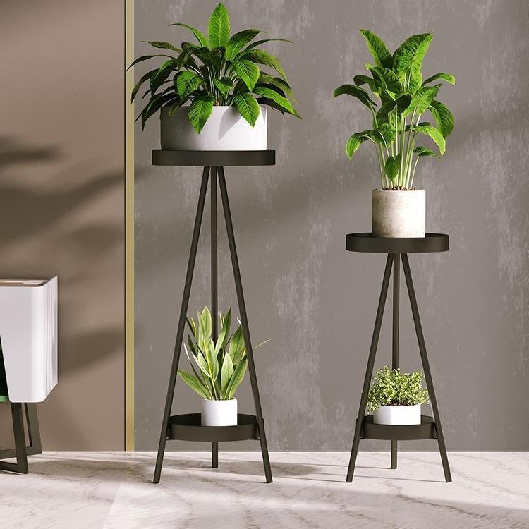 新款三角客厅北欧铁艺室内家用落地式置物架子简约绿萝摆花架
