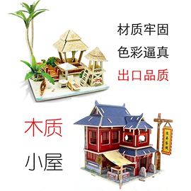 若态世界风情diy小屋，木质拼装玩具建筑模型，天安门悉尼歌剧院积木