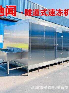 隧道式黄桃冻机 大虾海产品速冻设备 龙虾球不锈钢带式速冻机