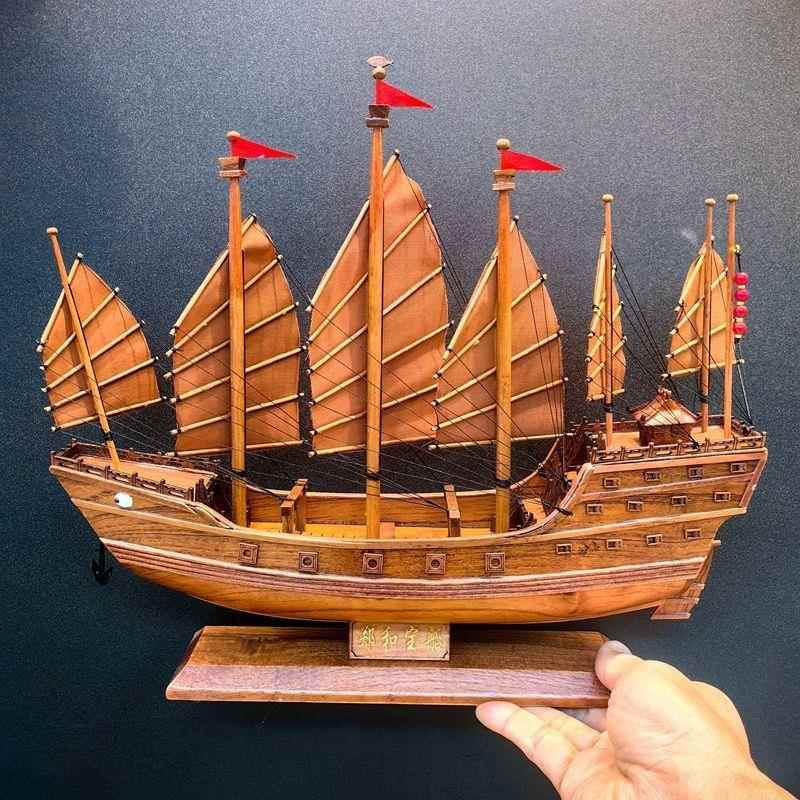 新款摆件古船帆船代模品帆型装饰木船手工摆件木QPU质仿真工艺品