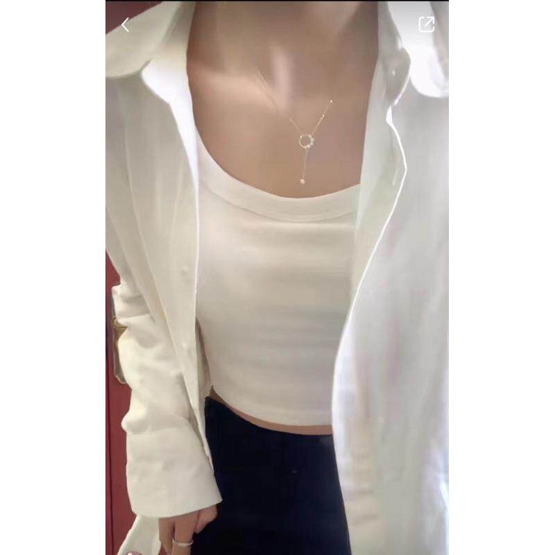 直销新款哆迷啦～带胸垫螺纹纯棉内搭背心女 聚拢乳胶杯百搭圆领