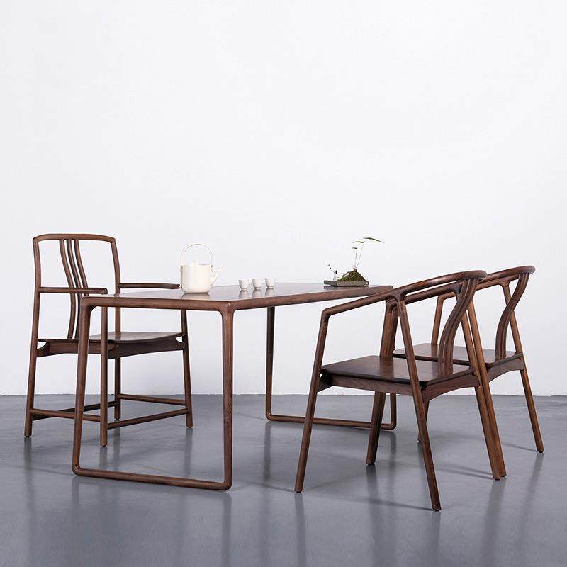 美餐桌黑胡宿桃无品牌/木新中式茶桌北椅小户简约实木茶几民型阳