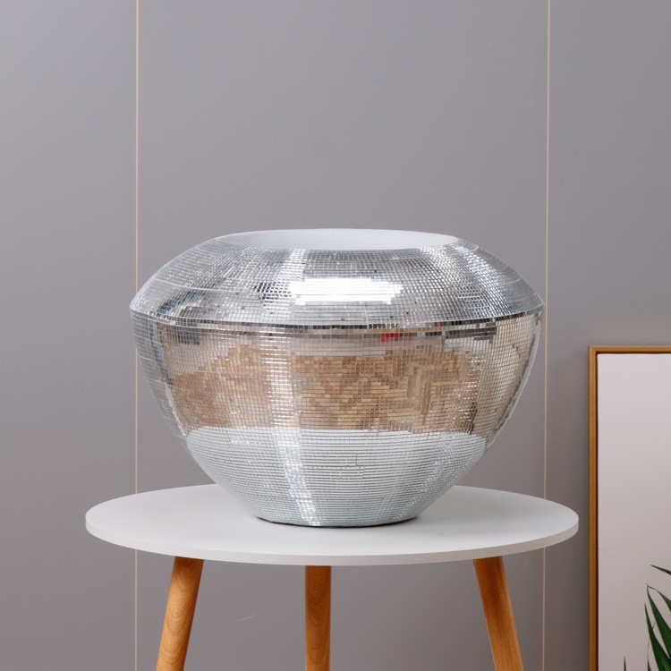 装饰品花瓶地大玻璃钢摆件小巧 落金色插花酒店客厅干花花圆盆器