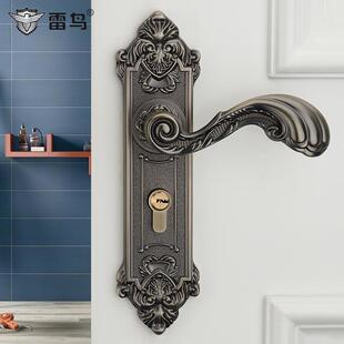 美式 门锁静音室内卧室房门锁黄古铜静音木门把手家用锁具套装