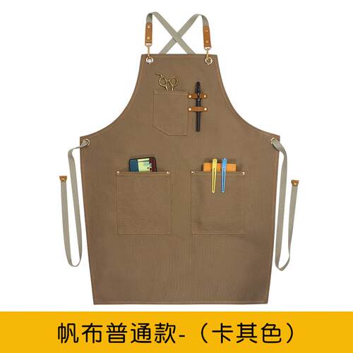 高档防裙水围定g制lo美o发咖啡师奶茶店男服务员工作服女牛仔家用