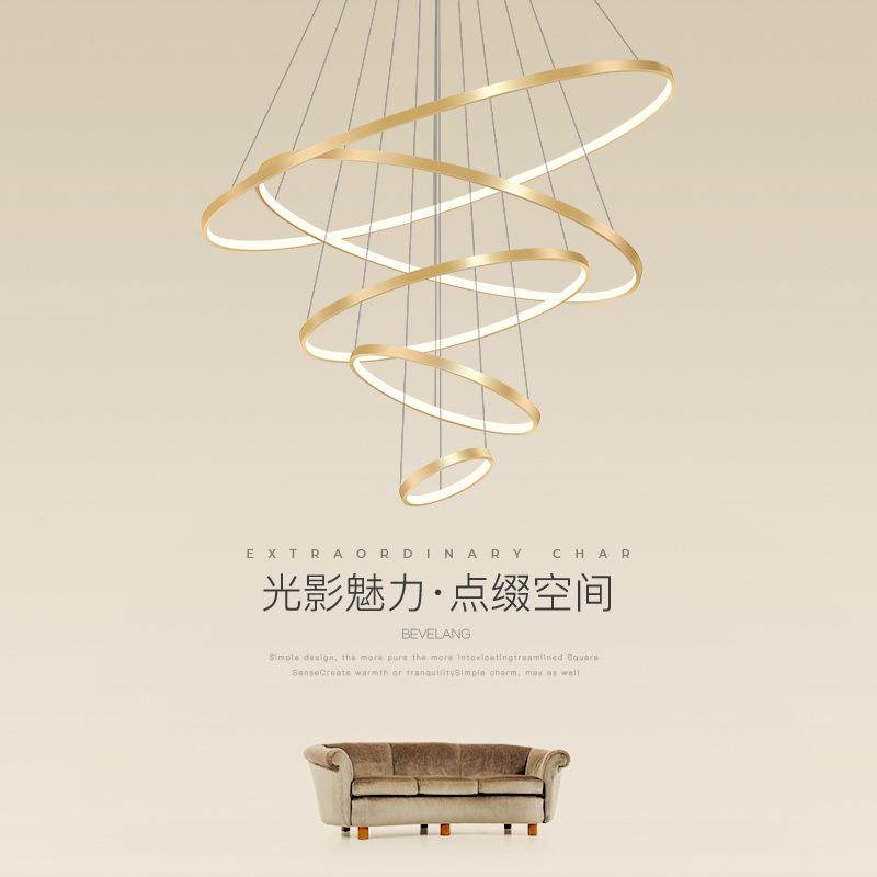 餐厅灯吊灯极简约现代创意个性led新款饭厅餐桌圆环客厅大吊灯具