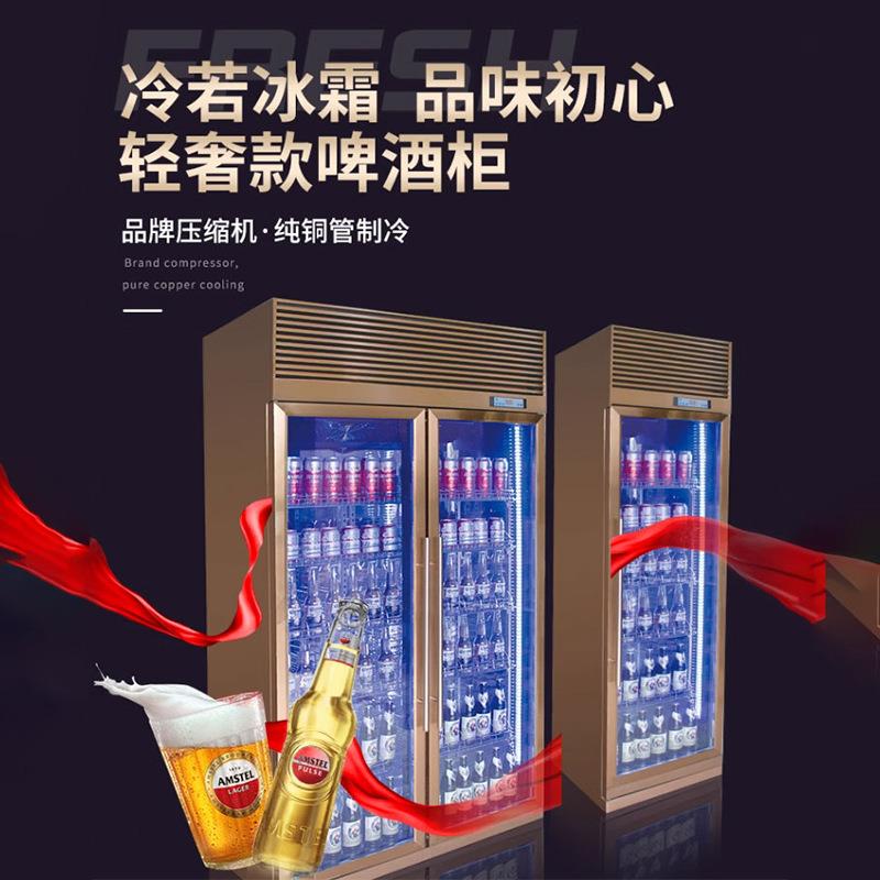 铭雪冰柜烧烤店冷藏柜立式冰箱商用三开门饮料啤酒酒吧展示柜酒柜