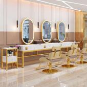 带灯双面大理石美发子镜985发红廊带柜子一网烫染体J