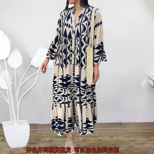 Large size women's T-shirt printed shirt dress