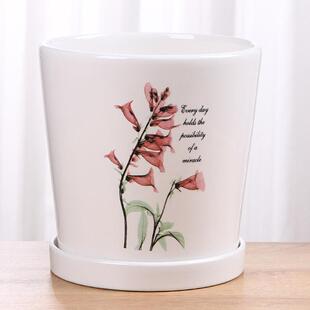 水墨画手绘中国风陶瓷花盆家用中式落地大号蝴蝶兰专用三角梅