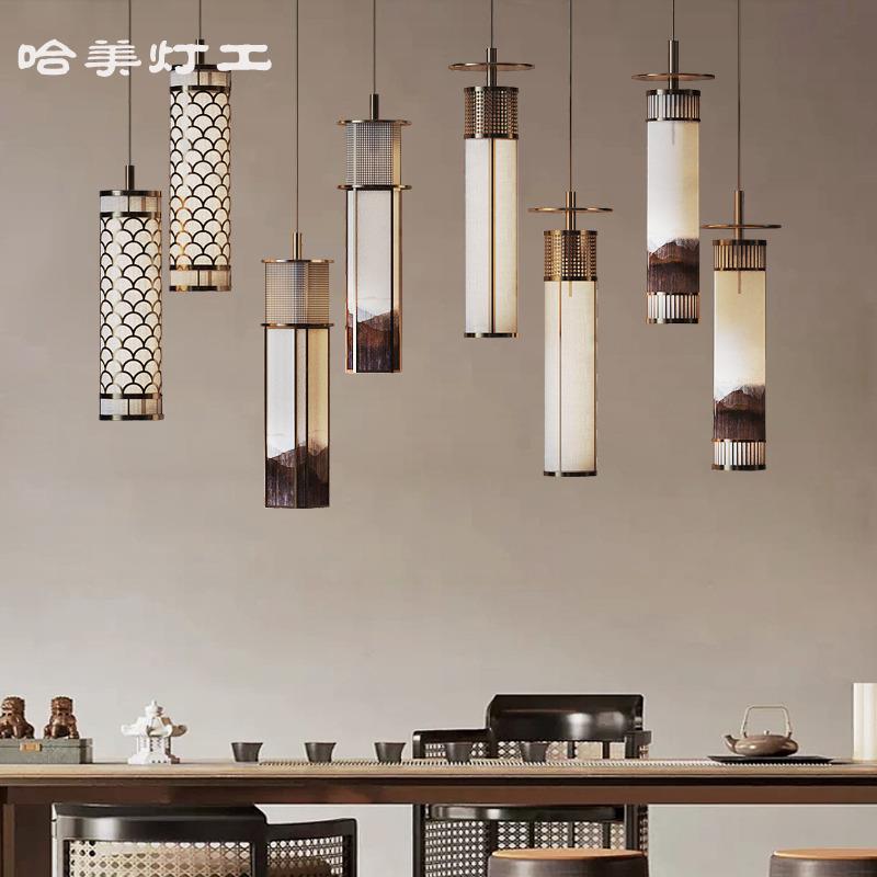 禅意小吊灯新中式吧台灯床头民宿酒店艺术长条形茶室大堂装饰灯具