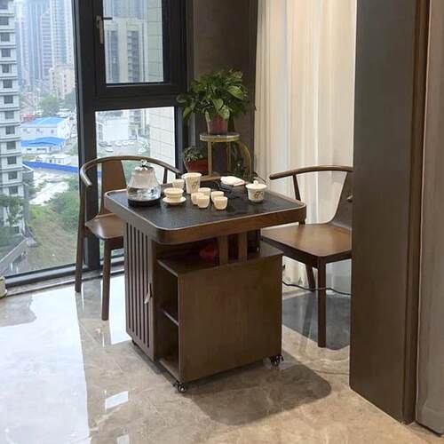 正品阳台小茶桌椅新中式黑约胡桃实木茶几简现家代茶用泡极简禅意