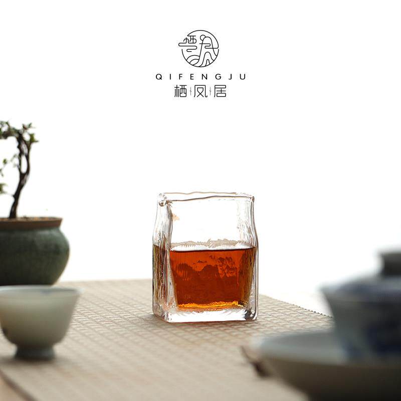 栖凤居气泡公道杯加厚大容量耐热玻璃分茶器泡茶过滤茶具配件公杯