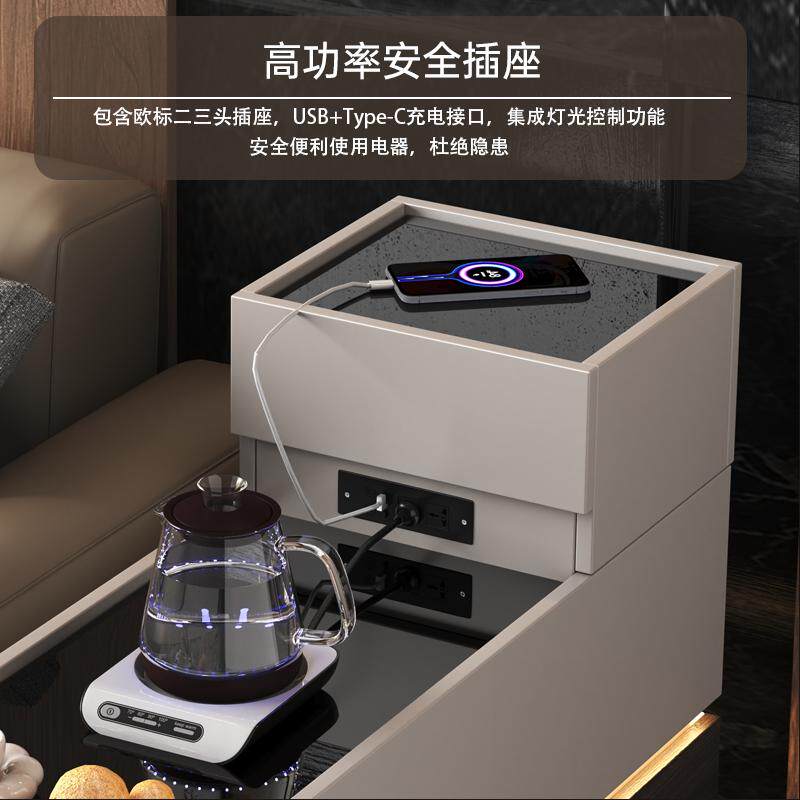#意式轻奢沙发边柜角几客厅侧边收纳小茶几现代简约边几带灯