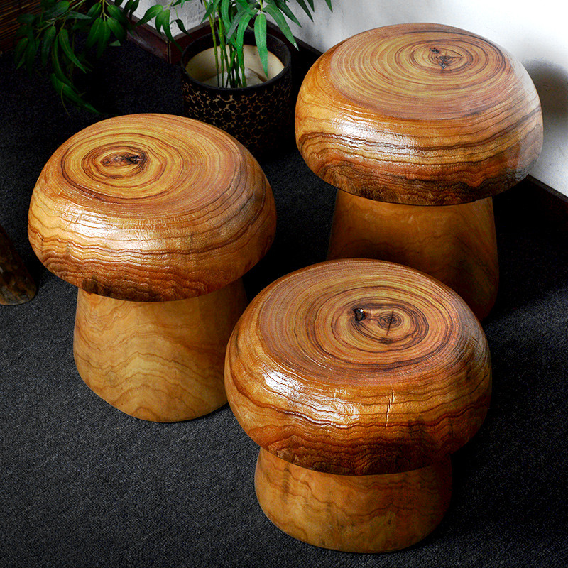 蘑菇凳实木根雕木桩木墩树桩树根木头树墩原木香樟木侘寂风圆墩子