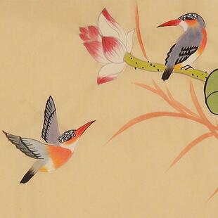 荷塘清趣纯手绘荷屏装画国花画条水墨画JYF办公室饰画房间画壁画