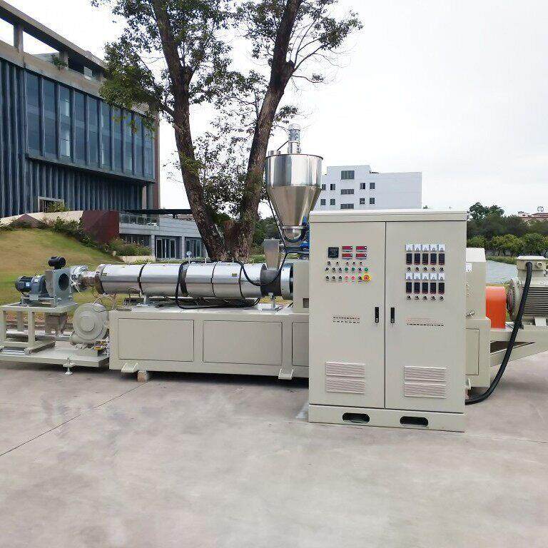 厂家供应锥形双螺杆造粒挤出机软PVC粉料加钙粉造粒生产线