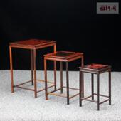 明式 红酸枝正方底座多肉菖蒲微型盆景花几花瓶花盆古玩红木小花架