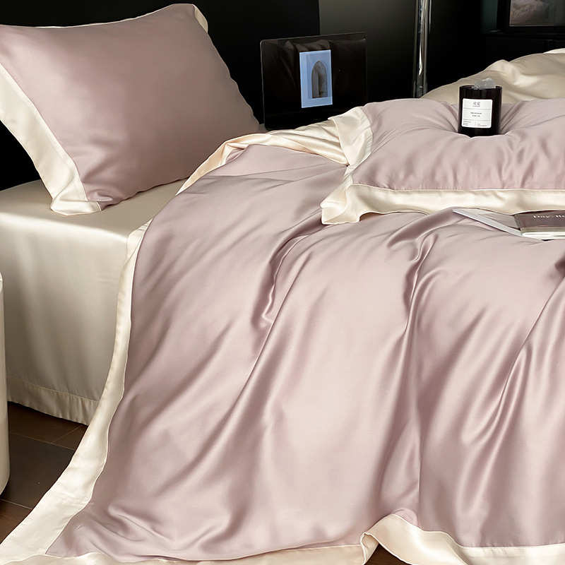厂家直销A类轻奢进口LF60支兰精天丝四件套纯色冰丝床单被套丝滑