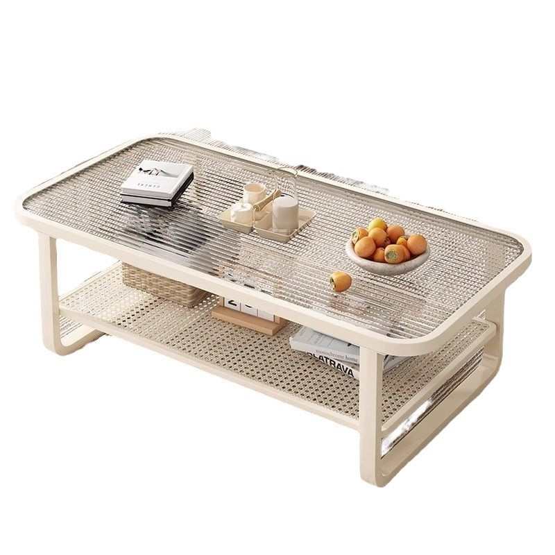 茶几客厅家用2025新款轻奢高级感小户型桌子钢化玻璃奶油风茶几桌