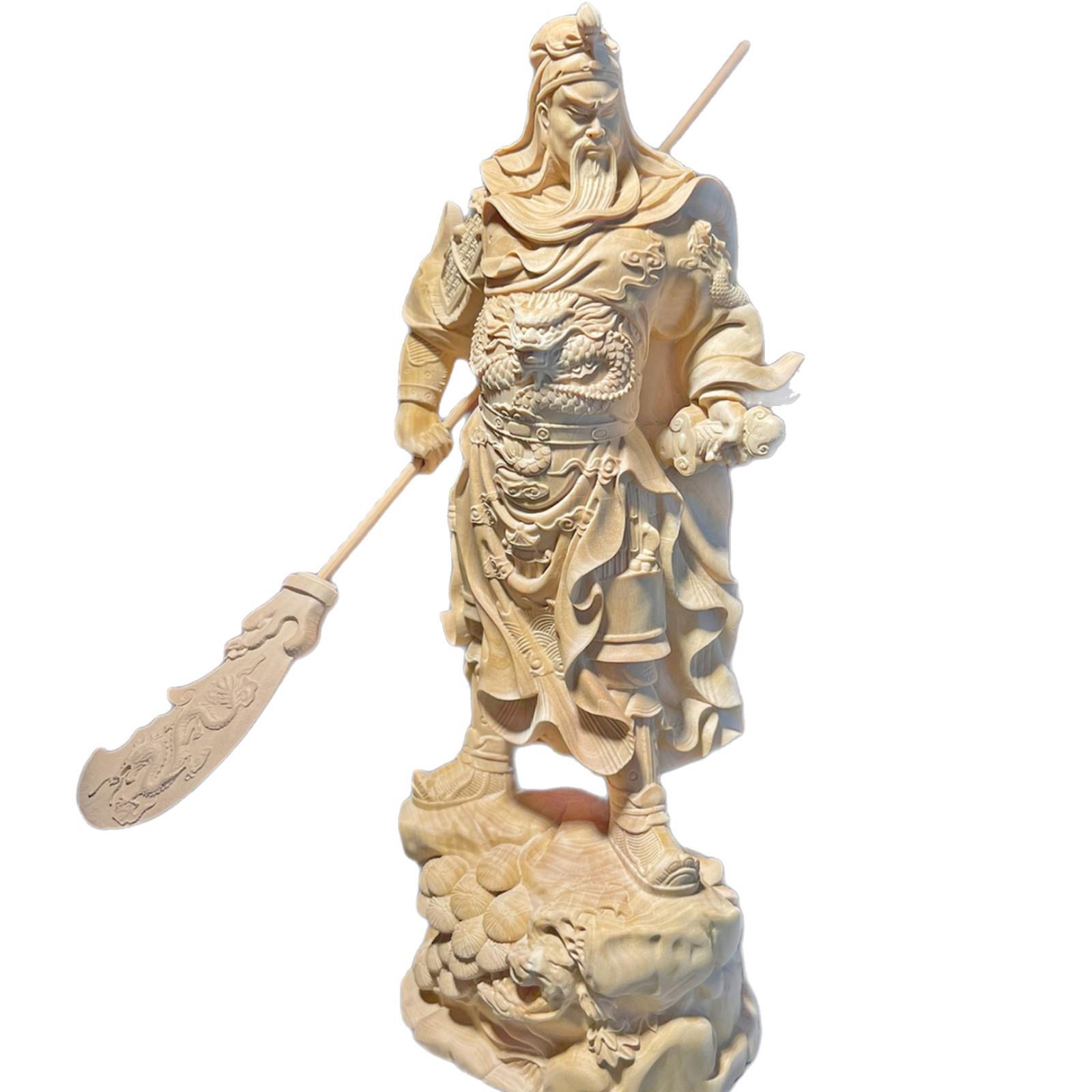 木雕黄杨木雕刻手工创意武财神关公桌面家居装饰木质工艺品摆件